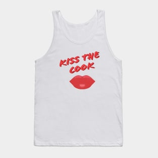 Kiss The Cook Red Lips (White Background) Tank Top